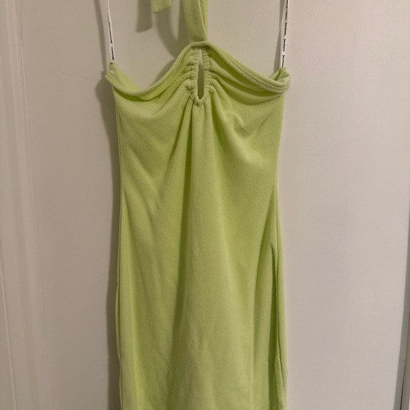 Juicy Couture Lime Green Terry Cloth Keyhole Halter Mini Dress - Size S - Picture 2 of 4
